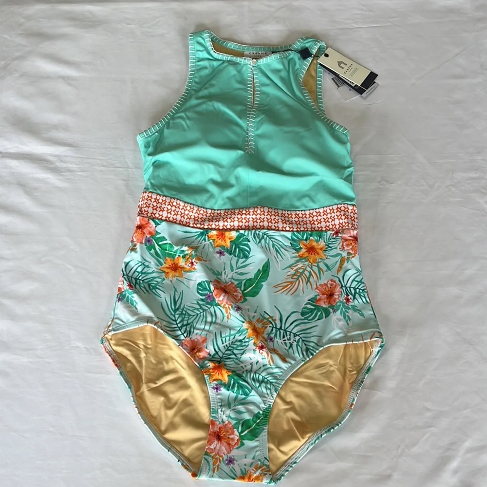 Cabana Life Cayman Embroidered Keyhole One Piece Bathing Suit NWT - Picture 3 of 15